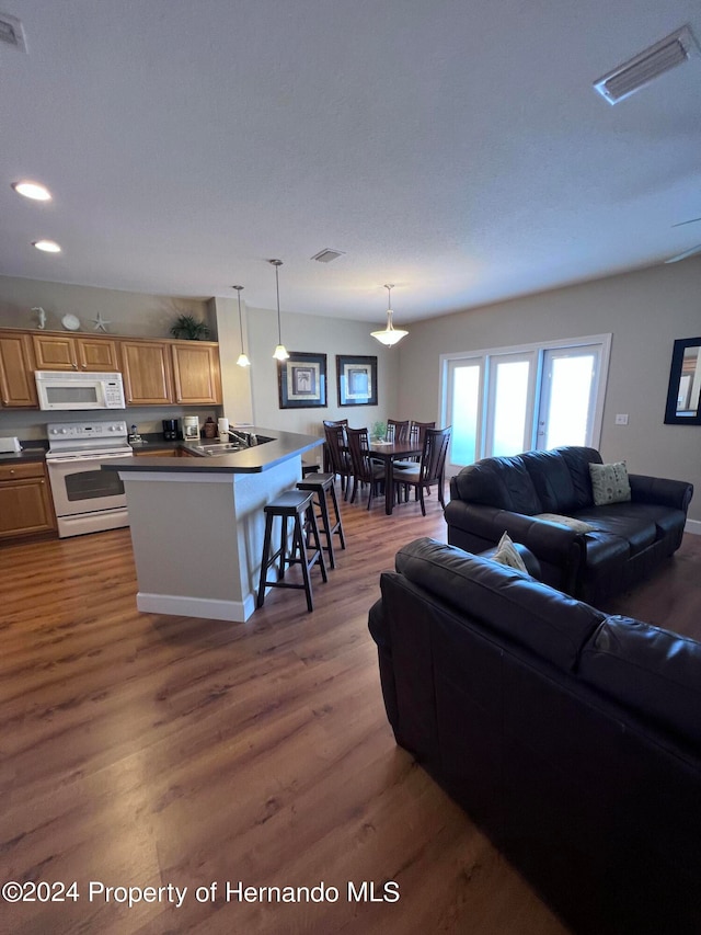 living room featuring hardwood / wood-style flooring