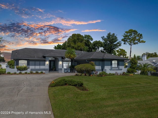 ranch-style house featuring a yard