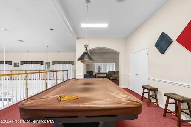 game room featuring pool table and carpet floors