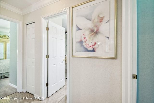 hallway with ornamental molding