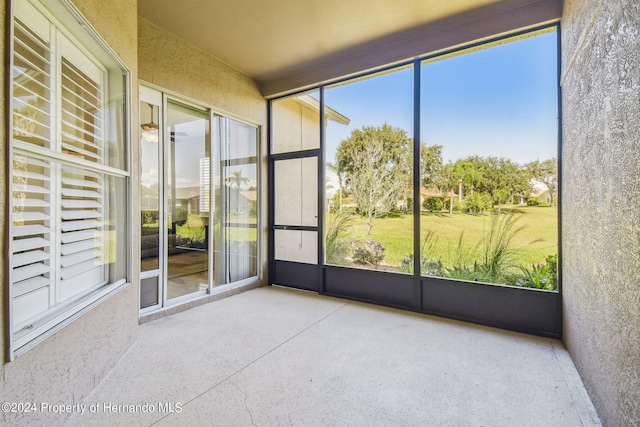 view of unfurnished sunroom