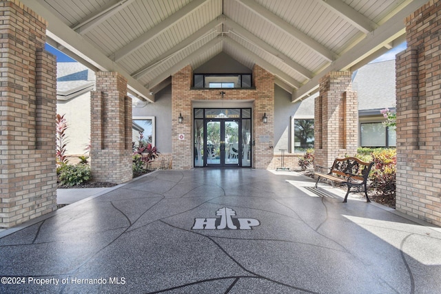 doorway to property featuring french doors