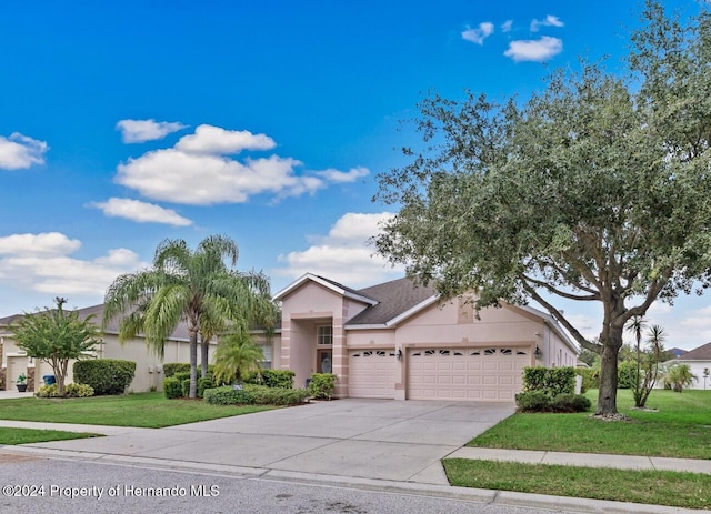 view of front of home with a garage and a front yard