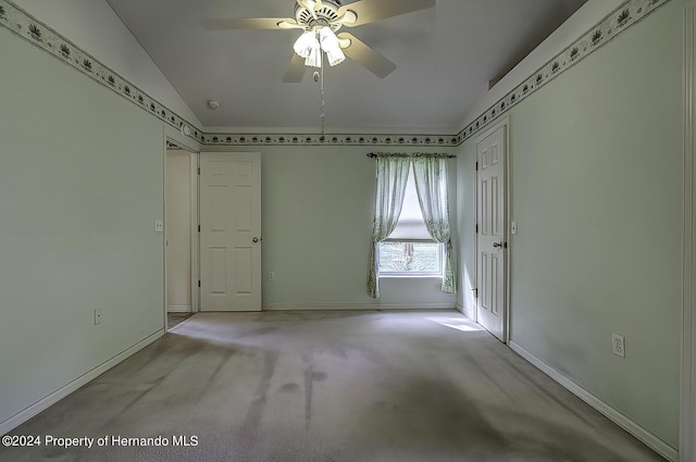 3472 Hartley Rd, Spring Hill, FL 34606 - unfurnished room with lofted ceiling, ceiling fan, and baseboards