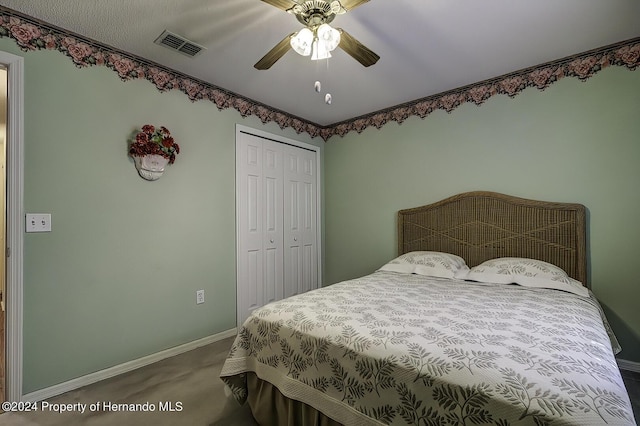 3472 Hartley Rd, Spring Hill, FL 34606 - carpeted bedroom featuring baseboards, a closet, and ceiling fan