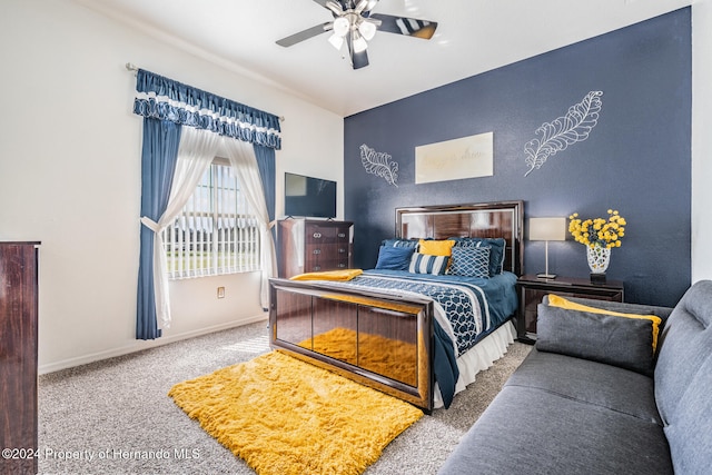 bedroom with carpet and ceiling fan