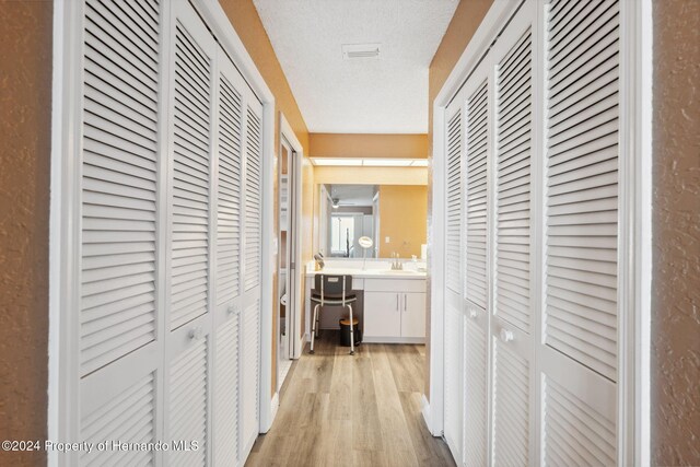 8227 Rhanbuoy Rd, Spring Hill, FL 34606 - hallway featuring a sink and light wood-type flooring