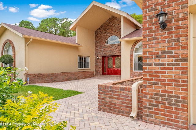 entrance to property featuring french doors