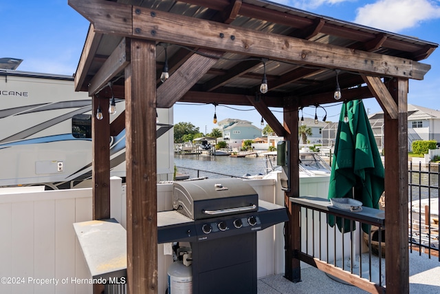 view of dock featuring a water view