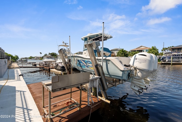 view of dock featuring a water view