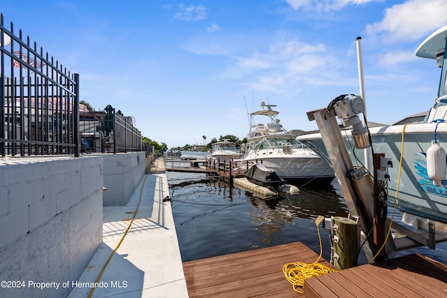 view of dock featuring a water view