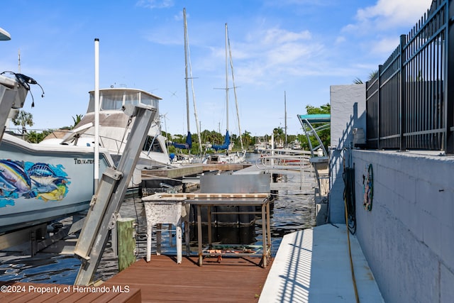 dock area featuring a water view