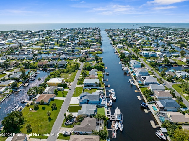 bird's eye view featuring a water view