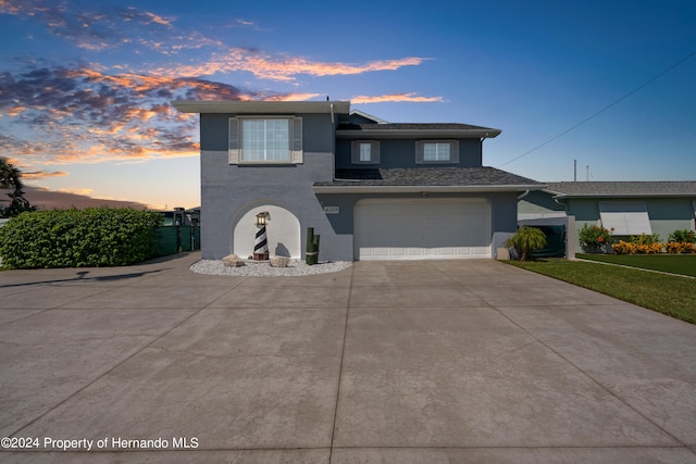 view of front of home featuring a garage