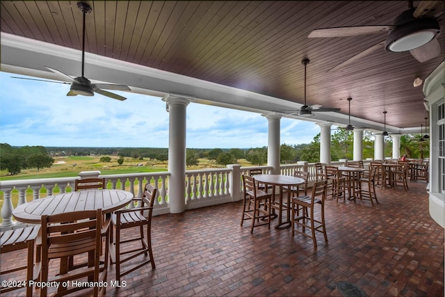 view of patio / terrace featuring ceiling fan