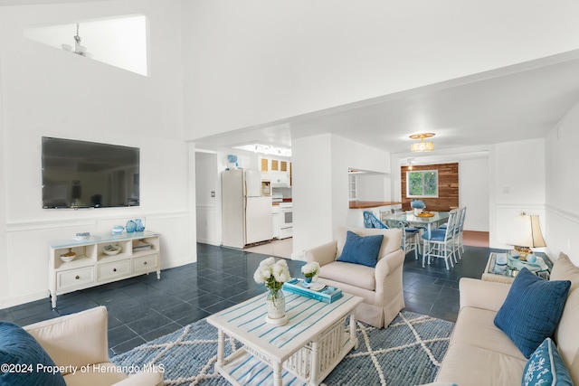 view of tiled living room