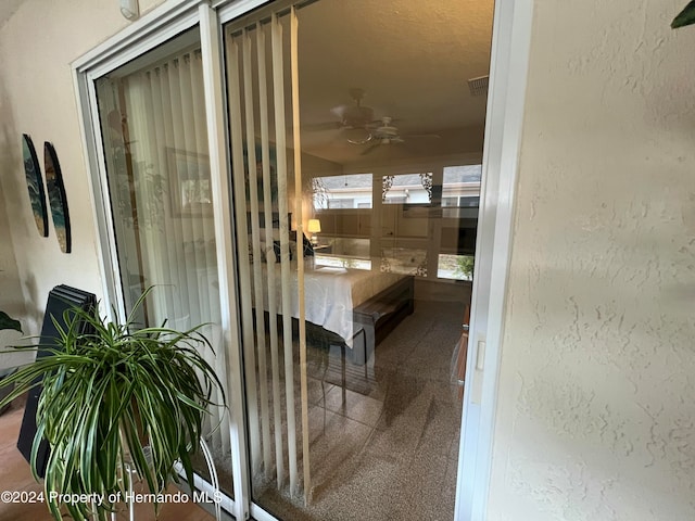 view of sauna / steam room featuring carpet flooring