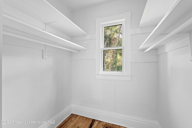 walk in closet featuring wood-type flooring