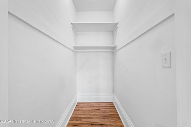 spacious closet featuring hardwood / wood-style flooring