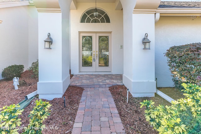 property entrance with french doors