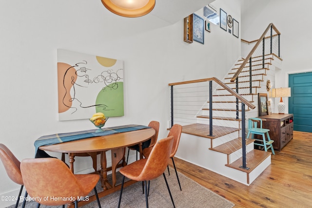 dining area with light wood-type flooring