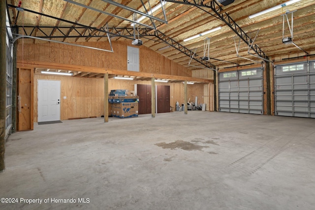 garage with a garage door opener