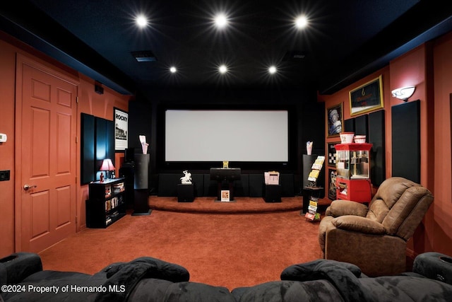 view of carpeted home theater room