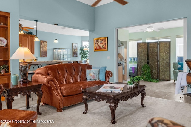 view of tiled living room