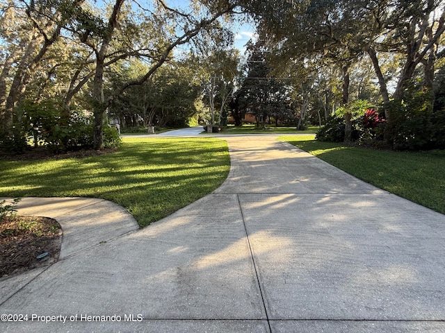 view of property's community with a lawn