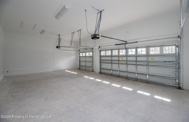 garage with a garage door opener