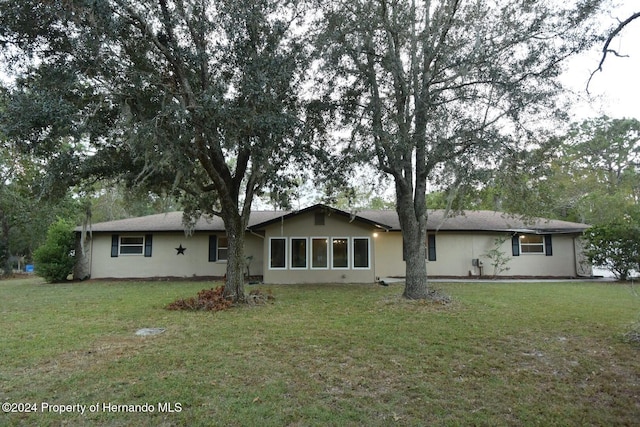 back of house featuring a lawn