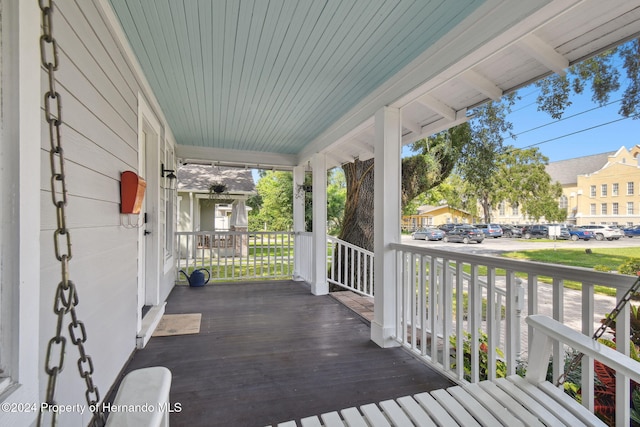 deck featuring a porch