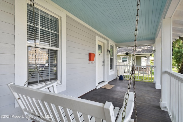 deck with covered porch