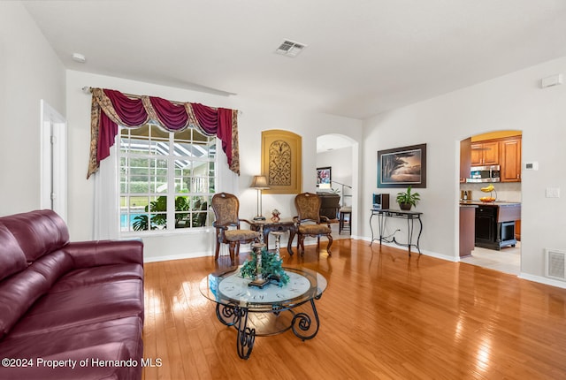 living room featuring light hardwood / wood-style floors