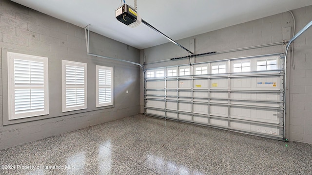 garage with a garage door opener