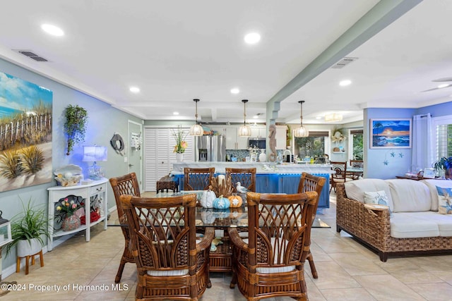 view of tiled dining area