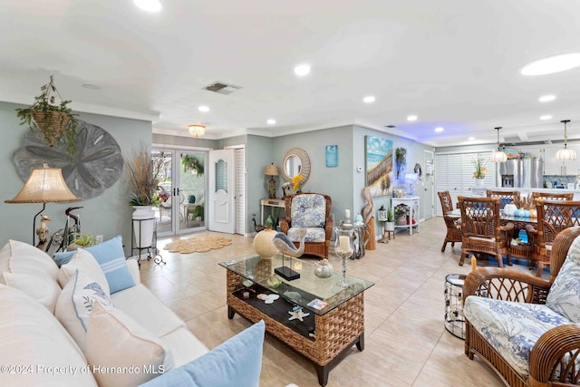 view of tiled living room