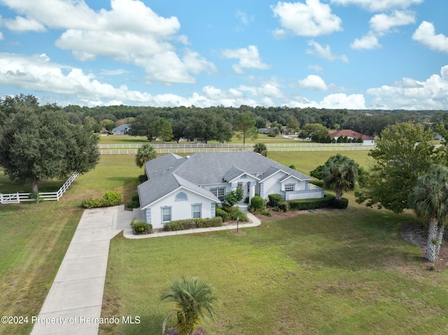 drone / aerial view with a rural view