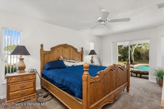 bedroom with carpet and ceiling fan