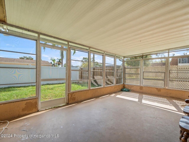 view of unfurnished sunroom