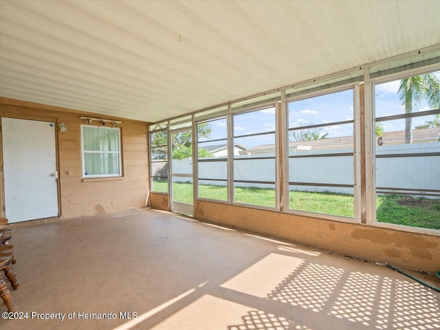 view of unfurnished sunroom