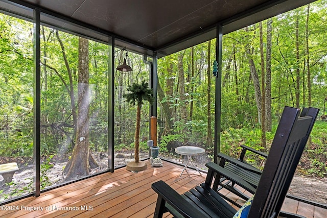 view of unfurnished sunroom