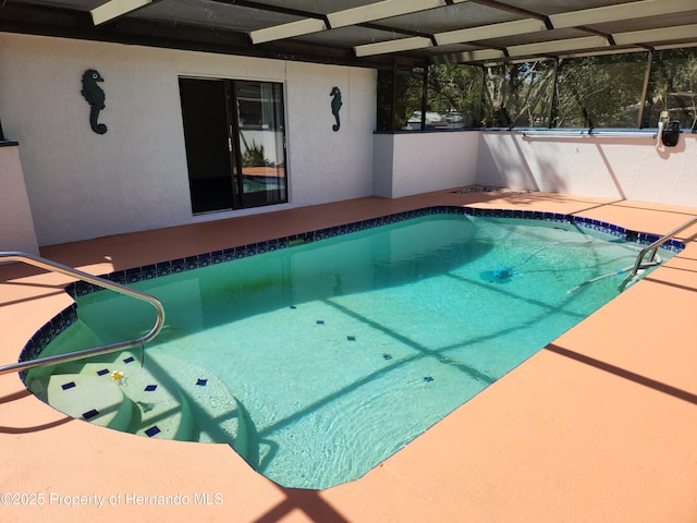 pool featuring a patio and a lanai