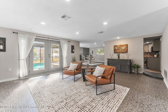 living room with french doors