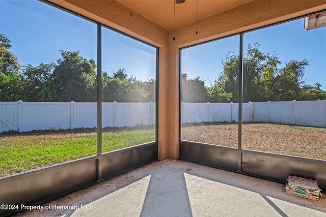 view of unfurnished sunroom