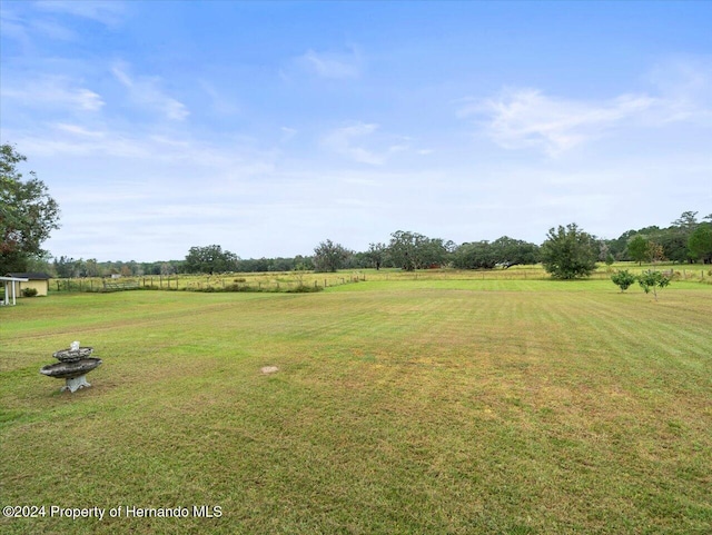 view of yard with a rural view