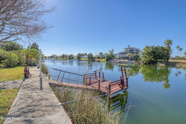 view of dock featuring a water view