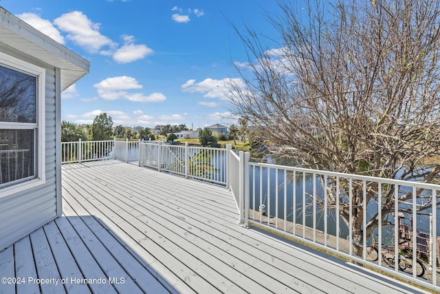 deck with a water view