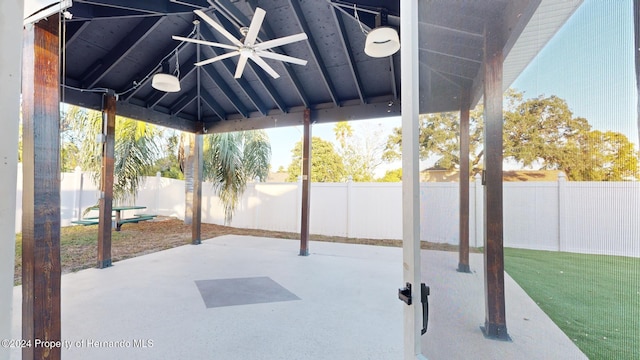 view of patio / terrace featuring ceiling fan