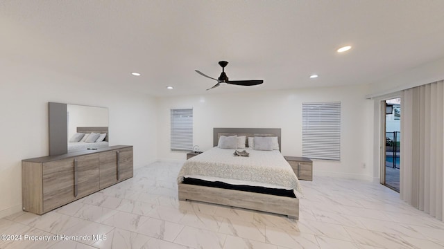 bedroom featuring ceiling fan